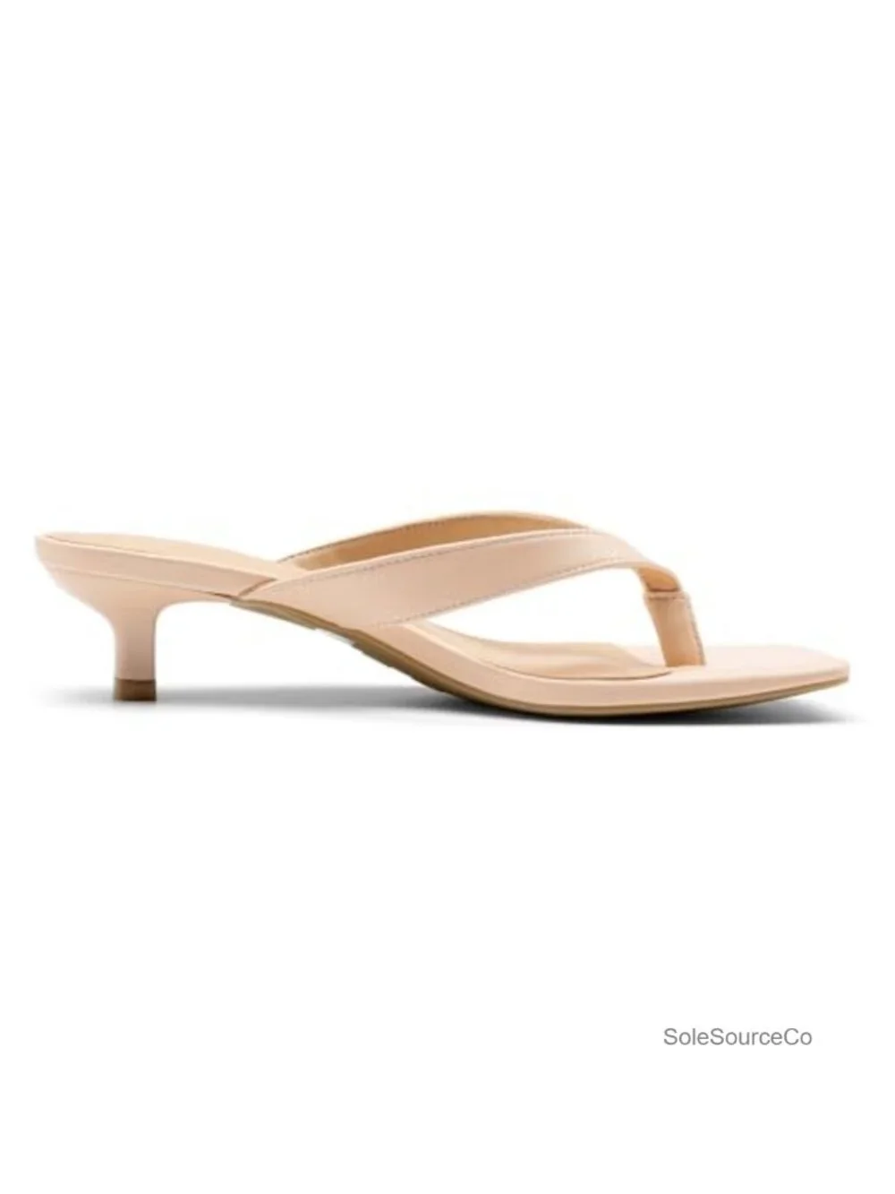 Square Toe Kitten Heel Flip Flop Sandals Thong Low Heels Slip On Comfortable